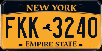 NY license plate FKK3240