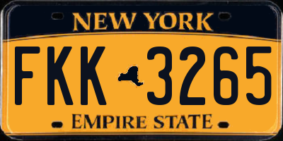 NY license plate FKK3265
