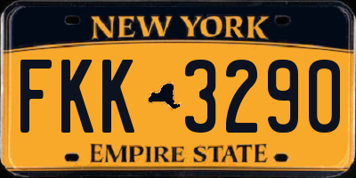 NY license plate FKK3290