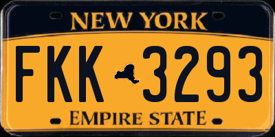 NY license plate FKK3293