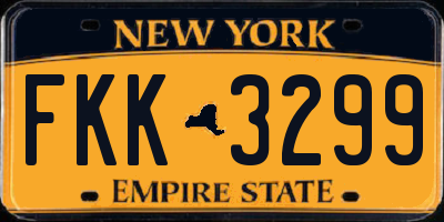 NY license plate FKK3299
