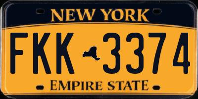 NY license plate FKK3374