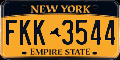 NY license plate FKK3544