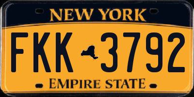 NY license plate FKK3792