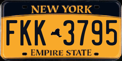NY license plate FKK3795