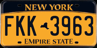 NY license plate FKK3963