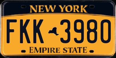 NY license plate FKK3980