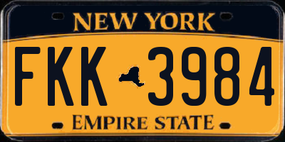 NY license plate FKK3984