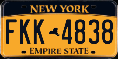NY license plate FKK4838