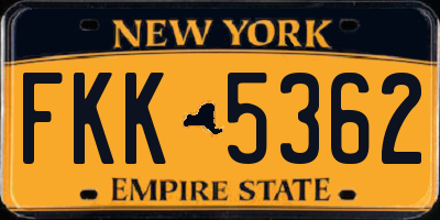 NY license plate FKK5362