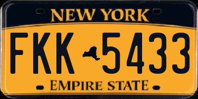 NY license plate FKK5433