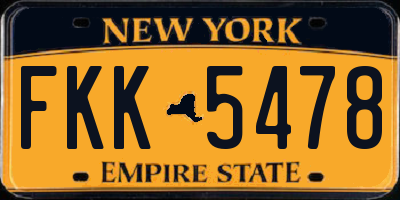 NY license plate FKK5478