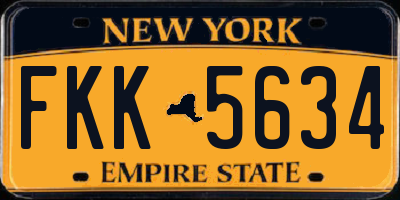 NY license plate FKK5634