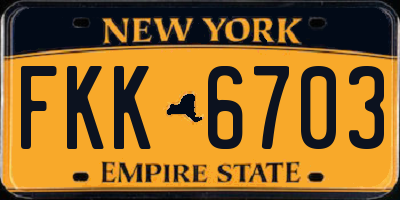 NY license plate FKK6703