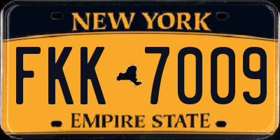 NY license plate FKK7009