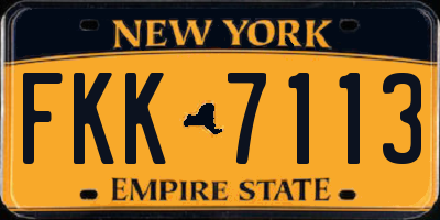 NY license plate FKK7113