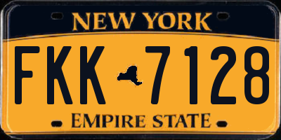 NY license plate FKK7128