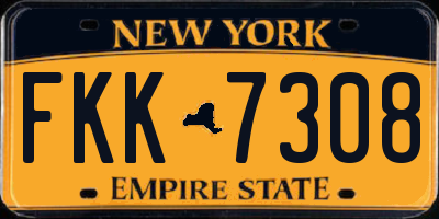 NY license plate FKK7308