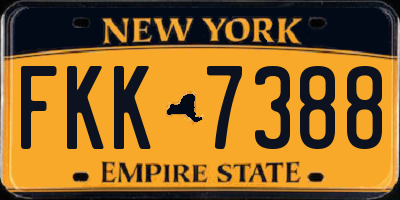 NY license plate FKK7388