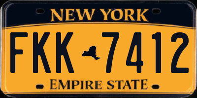 NY license plate FKK7412