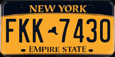 NY license plate FKK7430