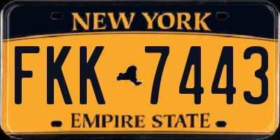 NY license plate FKK7443