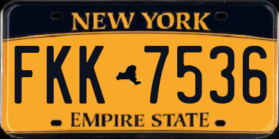 NY license plate FKK7536