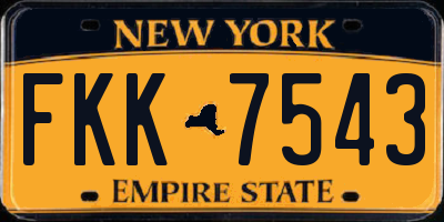 NY license plate FKK7543