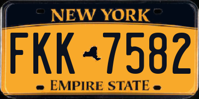 NY license plate FKK7582