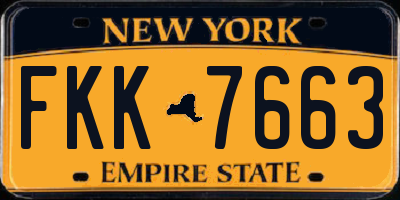 NY license plate FKK7663