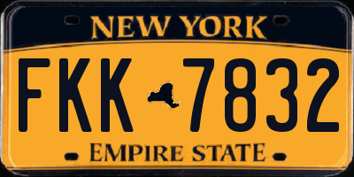 NY license plate FKK7832
