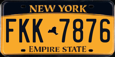 NY license plate FKK7876