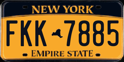 NY license plate FKK7885