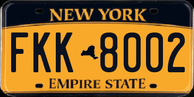 NY license plate FKK8002