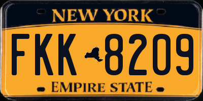 NY license plate FKK8209