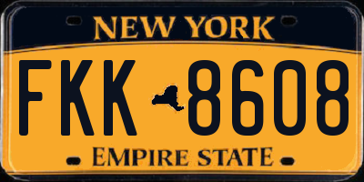 NY license plate FKK8608