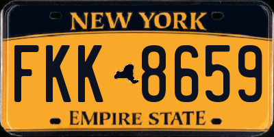 NY license plate FKK8659