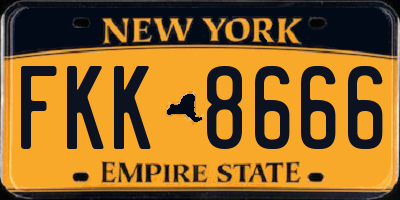 NY license plate FKK8666
