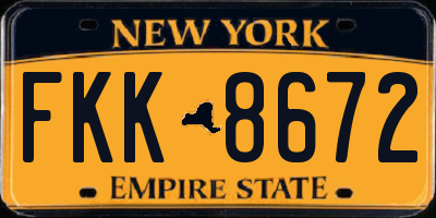 NY license plate FKK8672