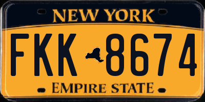 NY license plate FKK8674