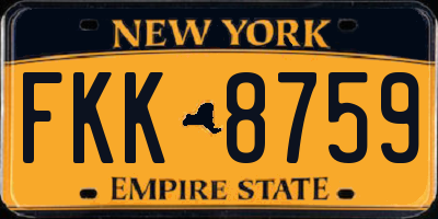NY license plate FKK8759