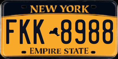 NY license plate FKK8988