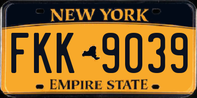 NY license plate FKK9039