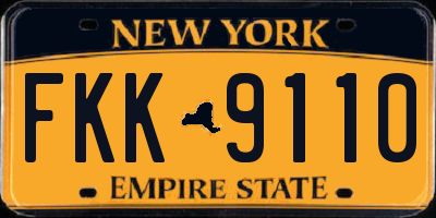 NY license plate FKK9110