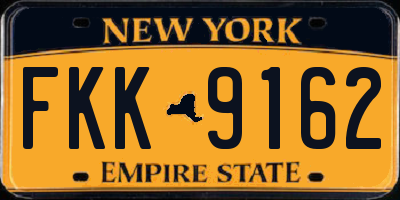 NY license plate FKK9162