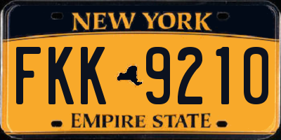 NY license plate FKK9210