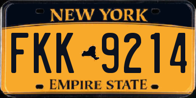NY license plate FKK9214