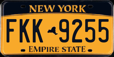 NY license plate FKK9255