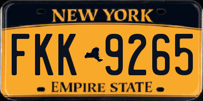 NY license plate FKK9265