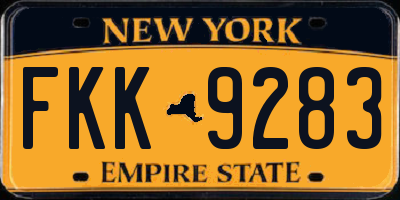 NY license plate FKK9283